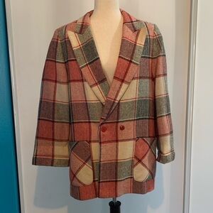Vintage Via Veneto Oversized Checked Blazer